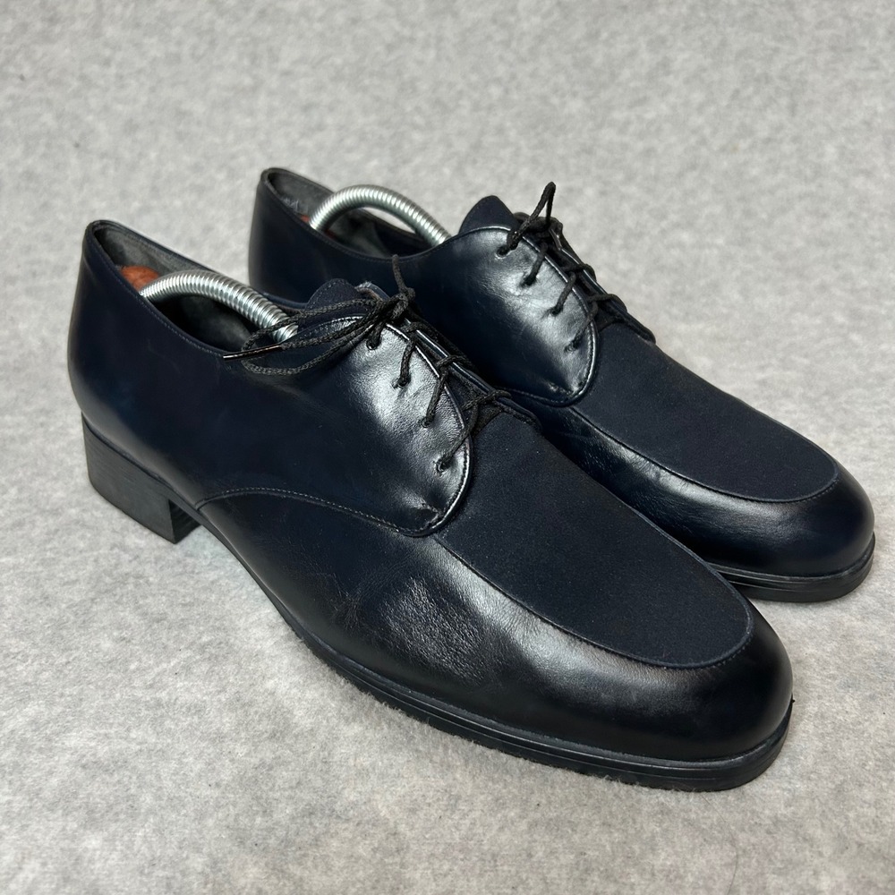 Vintage iMunro American Women 10.5M Navy Leather Stretch Oxford‎ Shoes Made USA